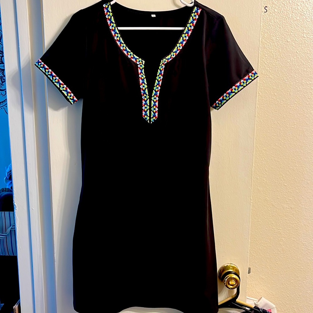 Black mini dress.